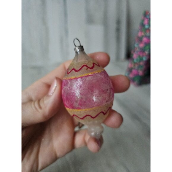 Antique pink swiggle glass ornament Xmas tree - Picture 12 of 12